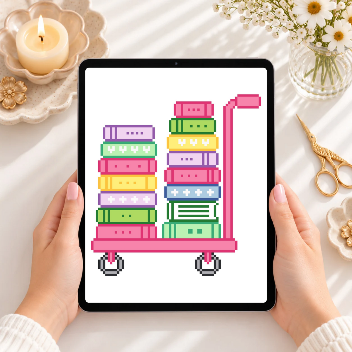Book Cart – Cross Stitch & Needlepoint Pattern